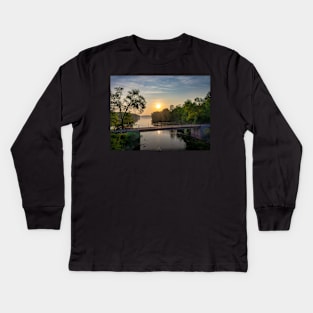 Sunrise Bridge on the River V1 Kids Long Sleeve T-Shirt